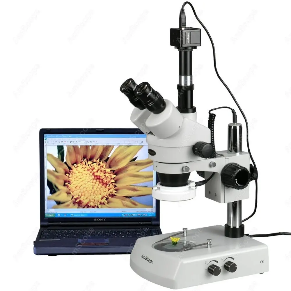 

LED Trinocular Stereo Microscope--AmScope Supplies 3.5X-90X LED Trinocular Zoom Stereo Microscope + 5MP Digital Camera