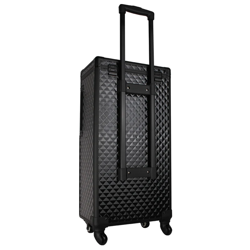 Hot!New Men Retro Diamond texture Trolley Cosmetic case,Nails Makeup Toolbox Rolling luggage bag,Beauty Tattoo Trolley Suitcase