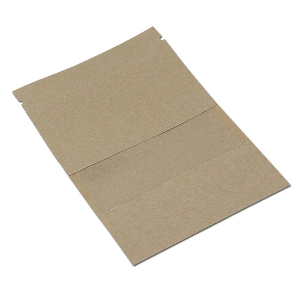 Doypack Ziplock Brown Kraft Paper Bags Pack Package Retail Storage Bag for Dried Food Cooffe Nut Stand Up Window Resealable