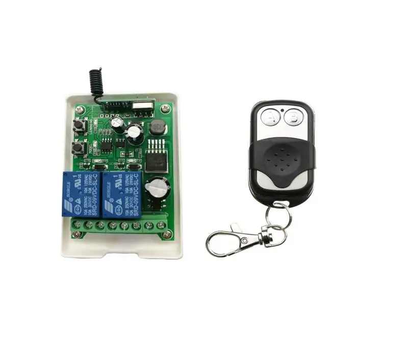 Interruptor de controle remoto sem fio, dc 12v 24v 36v 48v 10a relé 2 canais rf código de aprendizagem iluminação universal 315mhz