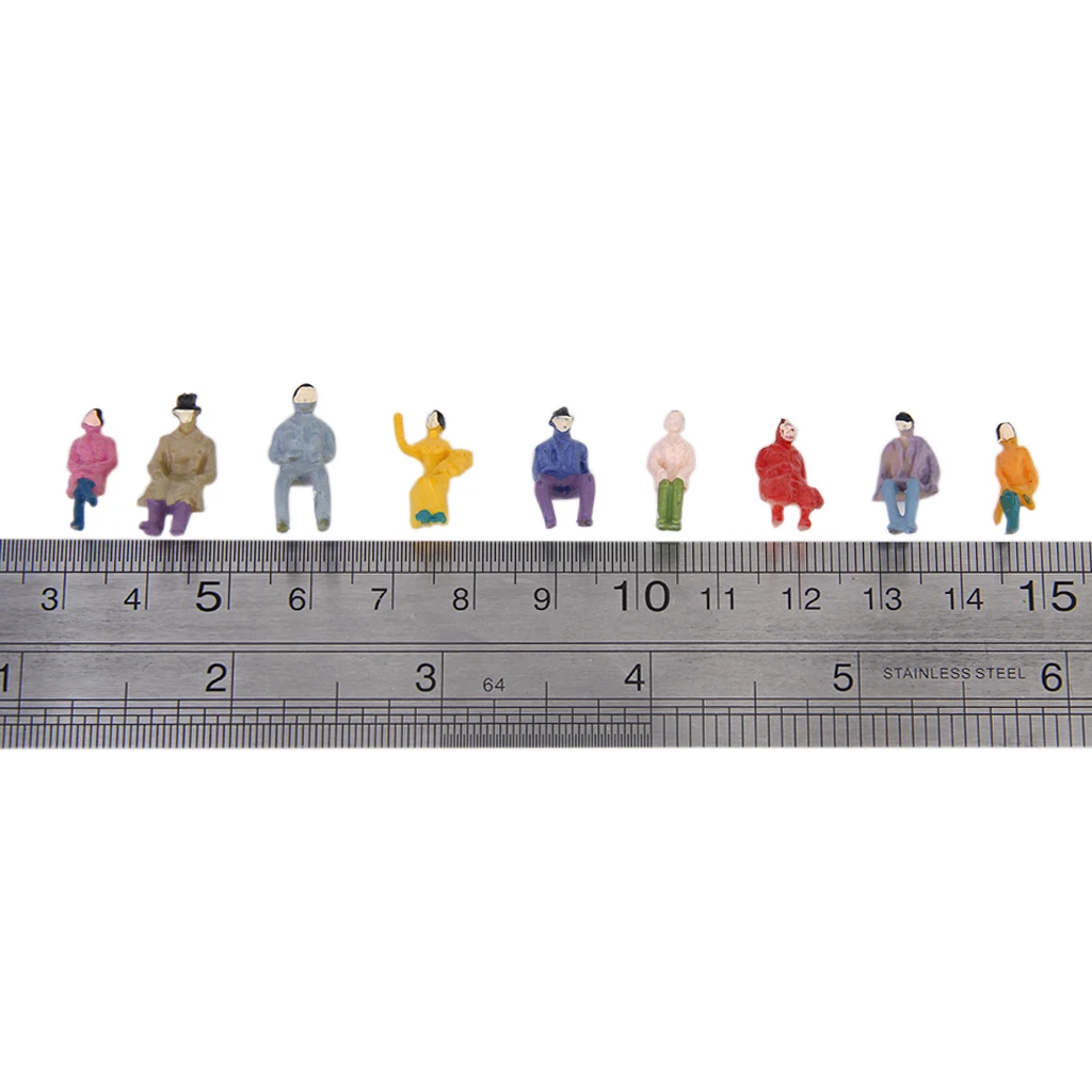 50 Stuks Painted Model Train Zittende Mensen Passagiers Figuren 1:87 Ho Schaal Model Building Kit Perfect Voor Layout Diorama Accessoire