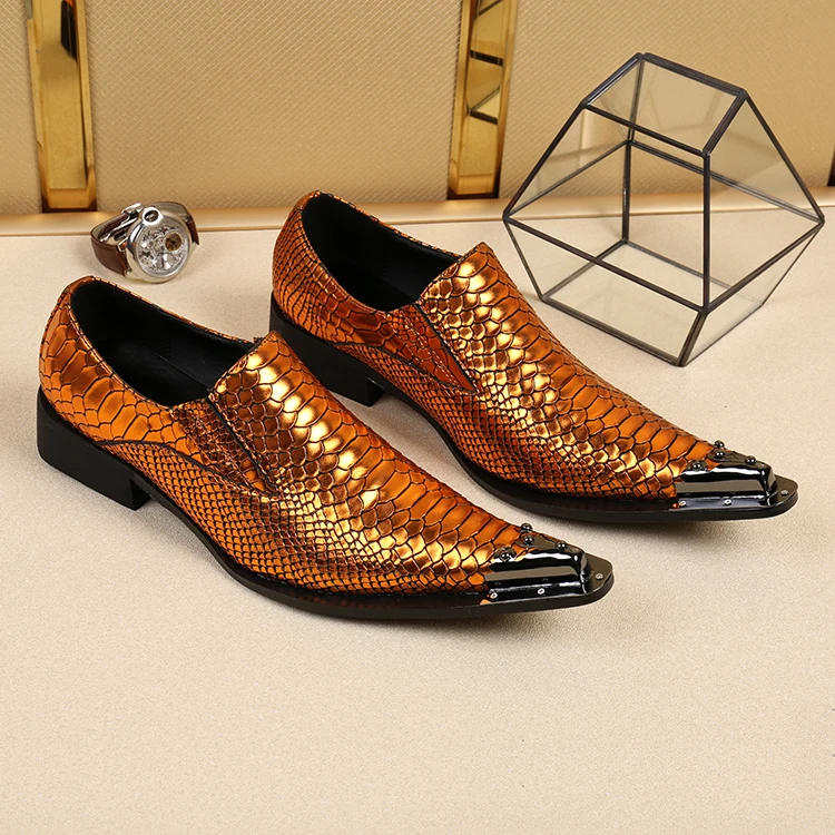 

Shining Leather Men Dress Shoes Formal Business Shoes Wedding Dresses Shoes Extermly Pointed Toe Flat Shoes