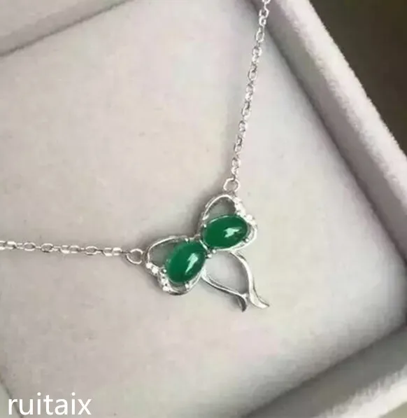 

KJJEAXCMY boutique jewels S925 Pure silver natural green jade medulla pendant + necklace inlay curve wildflowers