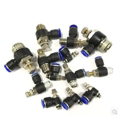 10Pcs 6mm SL6-M5 SL6-01 SL6-02 SL6-03 SL6-04 Pneumatic quick L type throttle valve pneumatic joint Pneumatic fittings