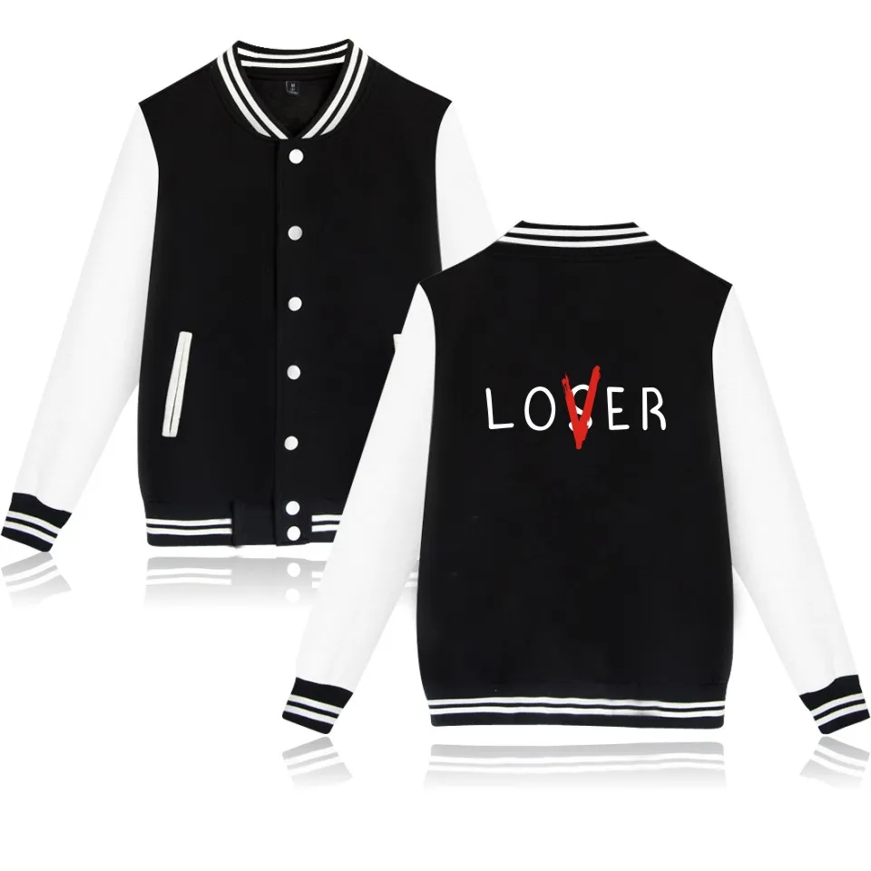 LUCKYFRIDAYF Loser lover print fashion hip hop men women Baseball Jacket casual Long Sleeve Hoodies Jackets Sweatshirt coat tops