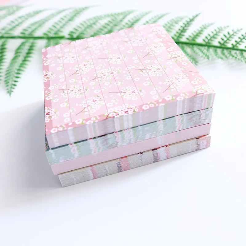 80Pages/set Kawaii Small Fresh Floral Stripe Memo Pads Diy Sticky Notes Diary Post Guestbook Stickers Stationery Office School