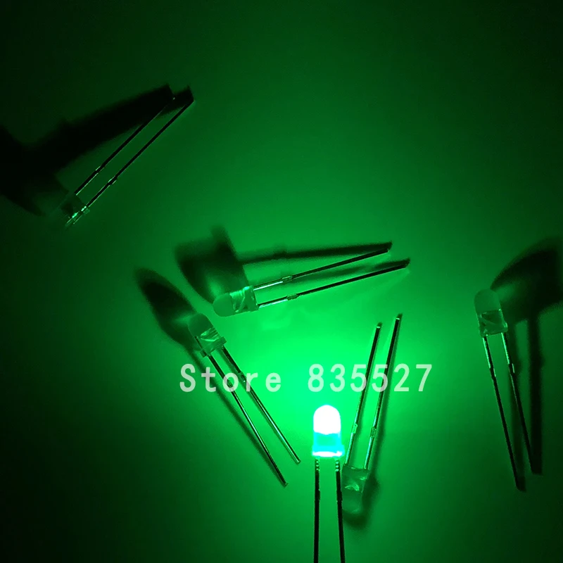 100pcs/lot 3mm emerald green in color DIP Round LED light emitting diode short legs DIY lights LEDS Light Beads New original