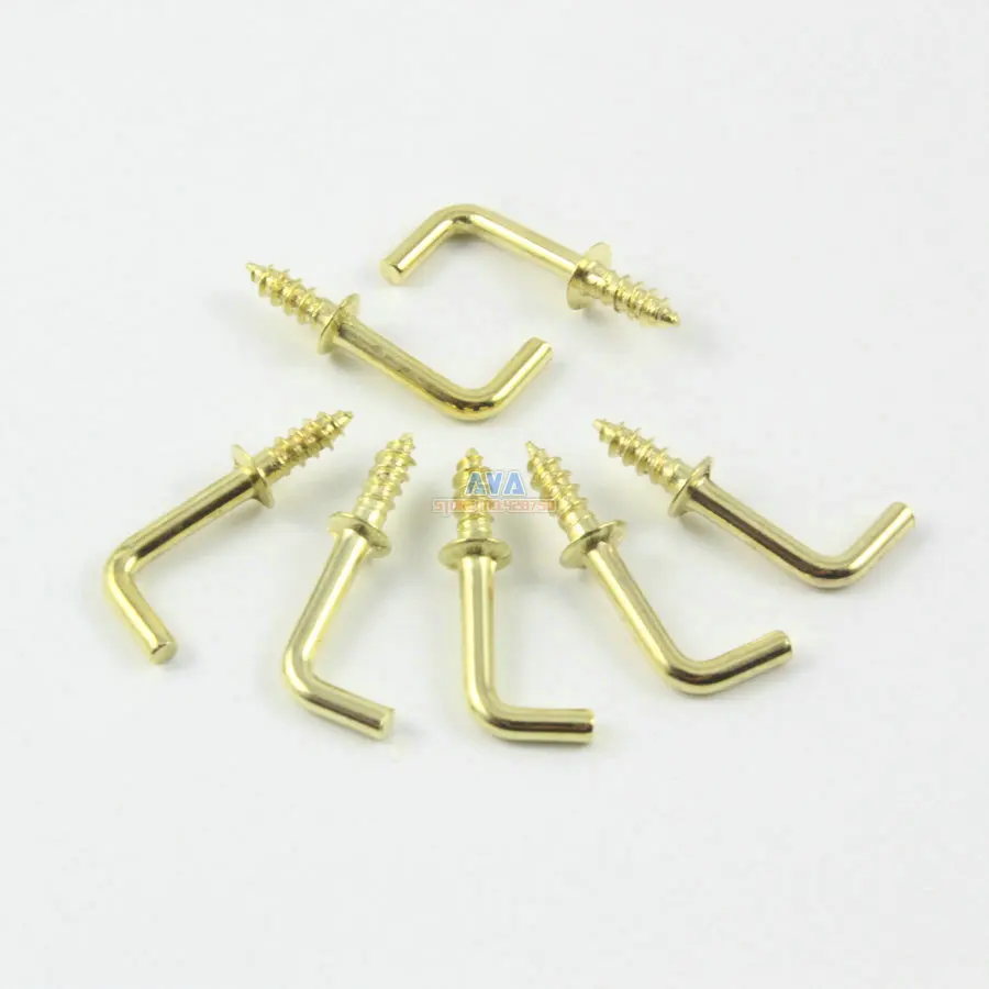 400 Pieces Gold L Shape Hook Right Angle Hook Screw L Hook 17x7mm