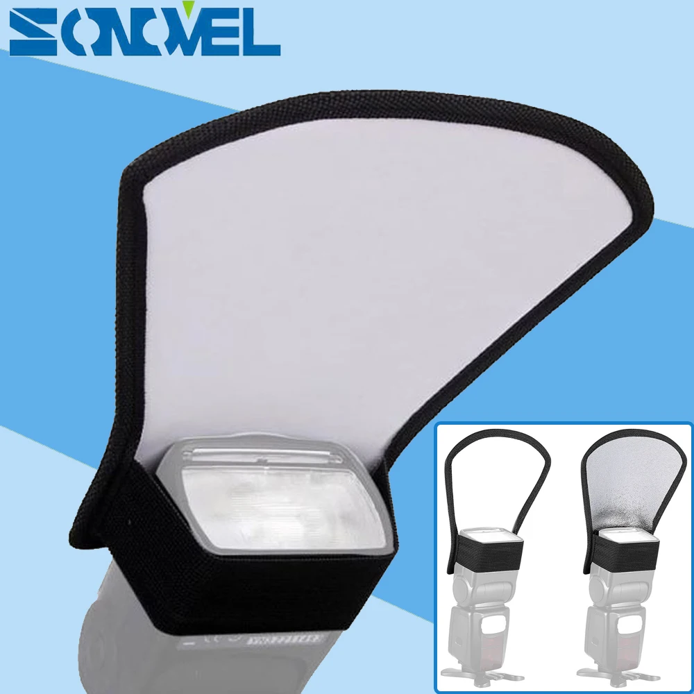 Two-Sides Flash Diffuser Softbox Silver/White Camera Reflector for Nikon Canon Sony Pentax Olympus Yongnuo Godox Flash Speedlite