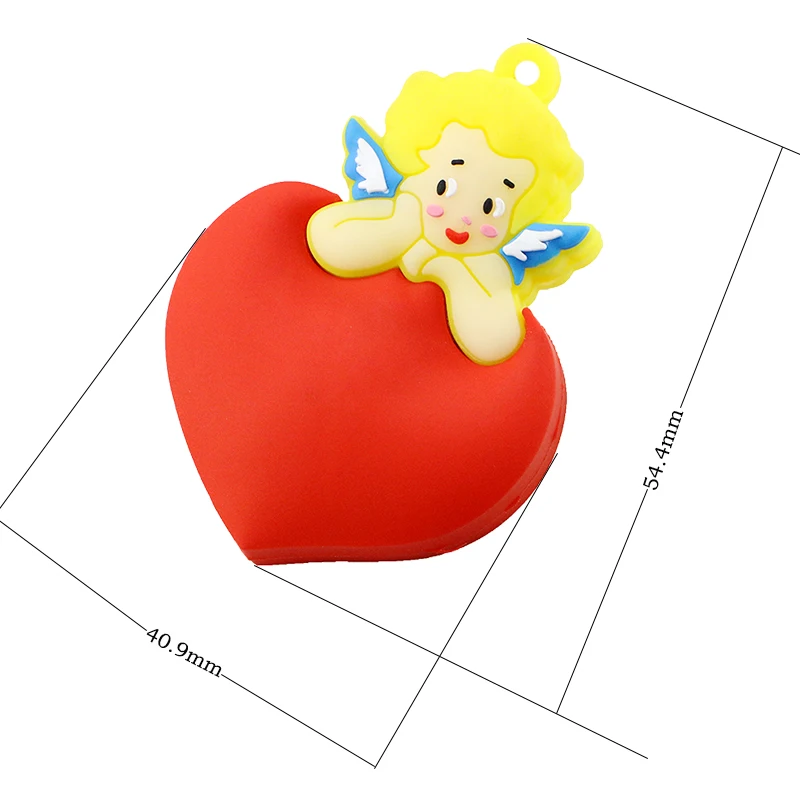 U Disk ไดรฟ์ปากกาการ์ตูนหัวใจสีแดง4GB 8GB 16GB 32GB 64GB Cartoon Cupid Usb แฟลชไดรฟ์ Flash Memory Stick Pendrive ของขวัญงานแต่งงาน