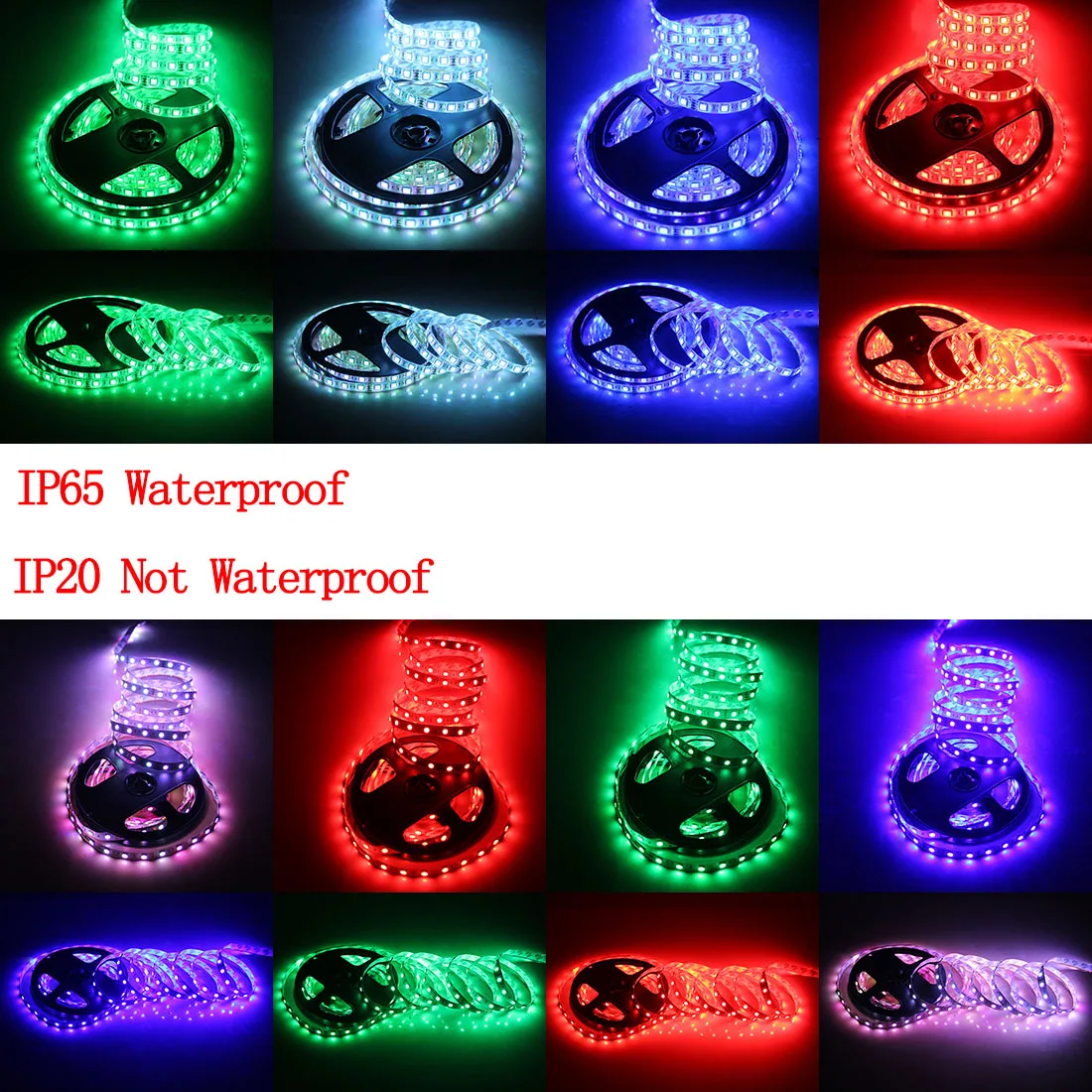 Impermeável LED Strip IP65/IP20 Fita LED 300 LEDs / 5M String Lights DC12V SMD5050 RGB Flexível Luz Decoração Lâmpada Fita Amarela