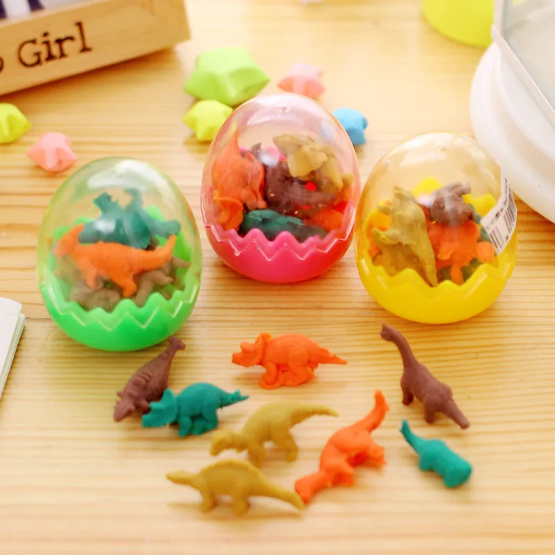 Hot Sale Students Stationary Gift Novelty Dinosaur Egg Pencil Rubber Eraser For Kids Gift Korean Stationery