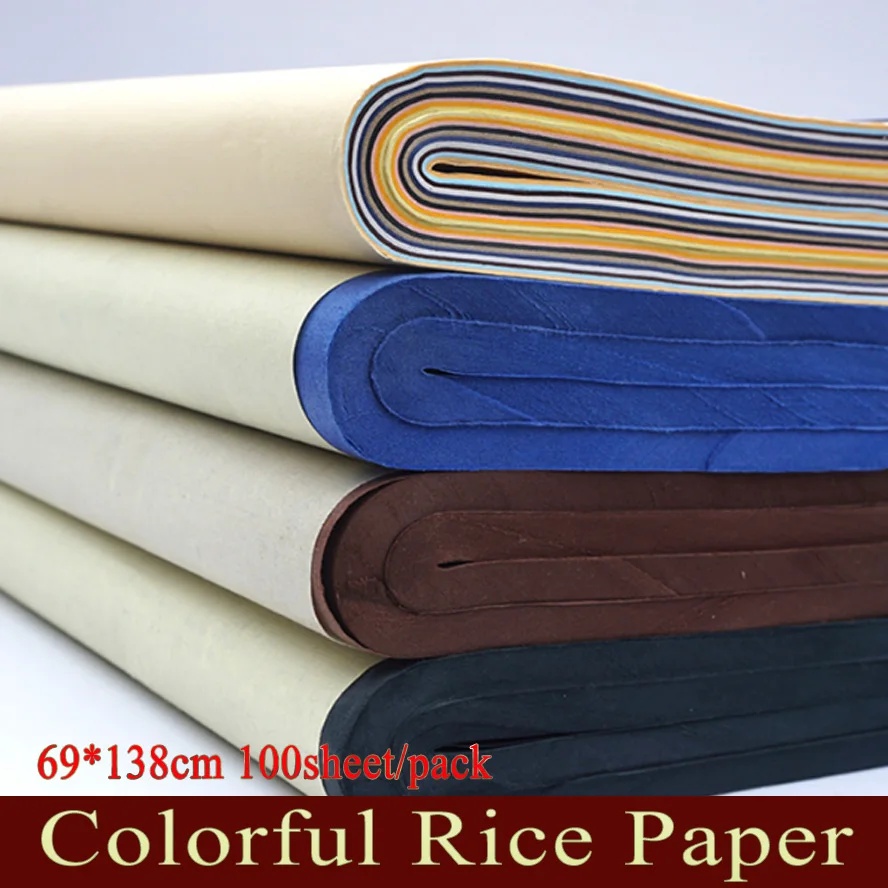 papel de arroz marrom chines azul preto 69138cm para pintura caligrafia corte de papel arte material escolar 01