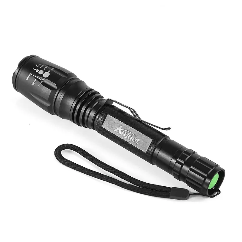 Anjoet Super Waterproof XML-T6 LED Tactical Flashlight Zoomable Torch Lamp Light 5-Mode Use 2x18650 Hunting Camping lanterna