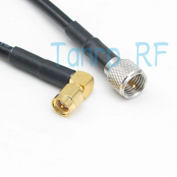 Free shipping! 50CM RF Pigtail coaxial jumper  RG58 cable  20INCH  MINI UHF male to SMA male plug right angle extension cable