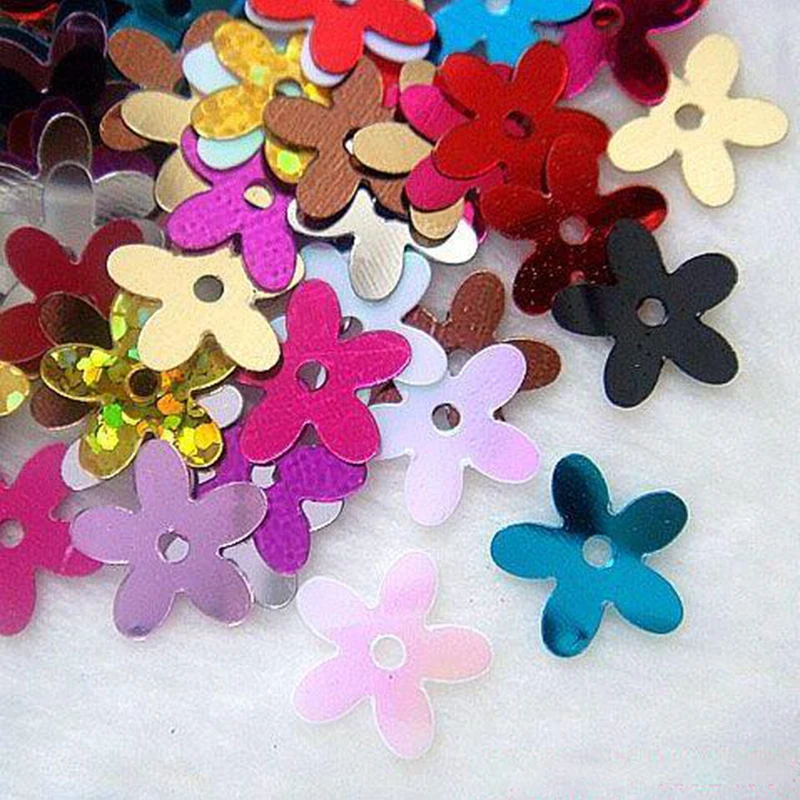 About 7800Pcs 10mm 150g Five Petal Flower Sequins Loose Paillette Sewing Embellishment Findings DIY Clothing Crafts