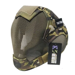 TAK YIYING Maschera softair Maschera a pieno facciale Gioco di guerra Maglia d'acciaio Paintbal Testa Maschera protettiva Caccia Maschera V6 a copertura totale