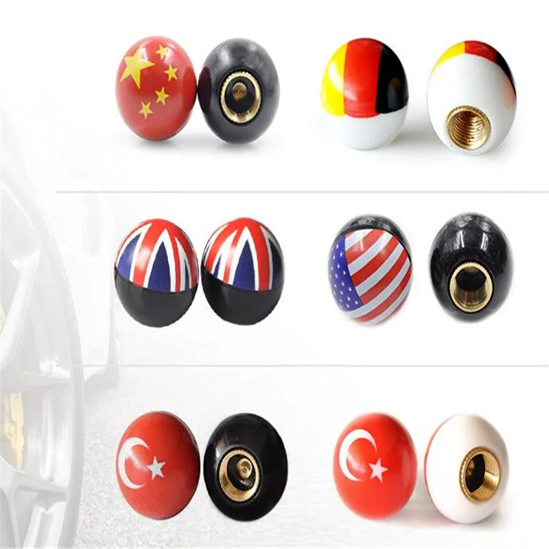 Car Style Nation Flag Tire Tyre Air Valve Cap Truck Motorcycle Bike For UK USA China Germany Turkey Flag 400pcs = 100 set