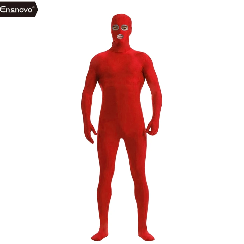 Ensnovo – Costume de Cosplay en Nylon pour hommes, en Spandex, noir, corps entier, seconde peau, serré, personnalisé, yeux ouverts, bouche, Zentai