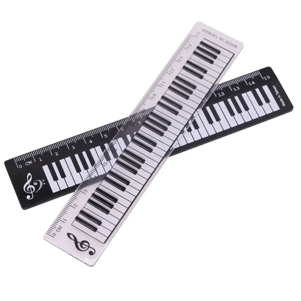 1 Pcs Black OR Transparent 15cm Straight Ruler Piano Pattern Plastic Material Student Creative Stationery Measuring tools