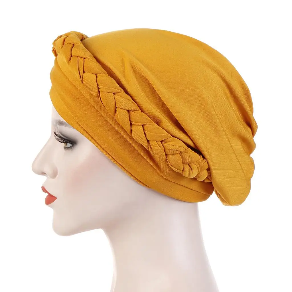 Women Lady Beads Muslim Braid Head Turban Wrap Cover Cancer Chemo Islamic Arab Cap Hat Hair Loss Bonnet Beanies Fashion