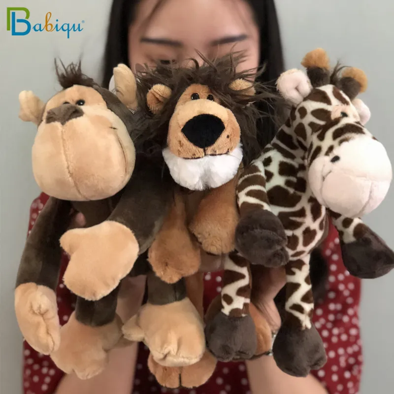 Babiqu 1pc 25cm Popular Forest Animals Stuffed Doll Plush Jungle Series Animal Lion Monkey Zebra Giraffe Elephant TOYS Kids Gift