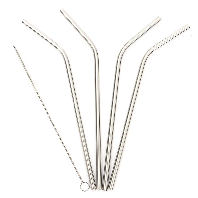 New 4 Pcs Straight Stainless Steel Drinking Straws For Yeti 30oz Tumbler With 1 Pc Cleaning Cleaner Brush