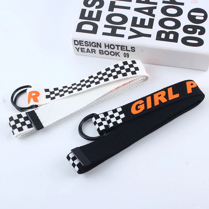 Casual Letter Dot Canvas Belt Harajuku Men Women Fashion Jeans D Ring Buckle Waist Belts white Black 130Cm Long Waistband 30