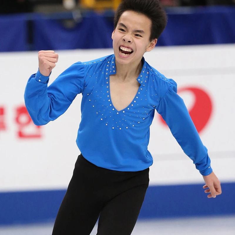 Nasinaya Figure Skating Competition Training Performance Clothing Top Leotard Boys' Men's Children's Polyamide