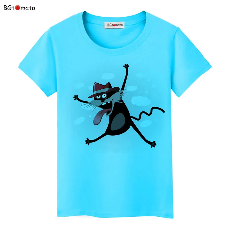 T-shirt à manches courtes chat noir pour femmes, t-shirts amusants, chemises décontractées, bonne qualité, été, nouveauté