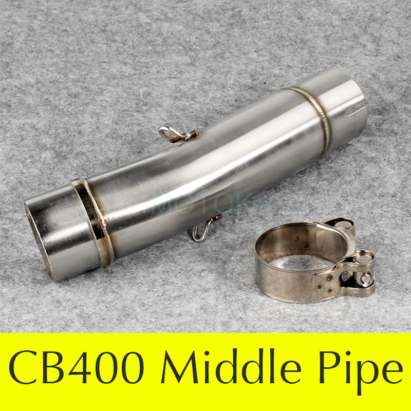 

Universal Motorcycle Exhaust Pipe System CB400 Middle Link Pipe Fit For 51mm Modified Mufflers Connect Adapter