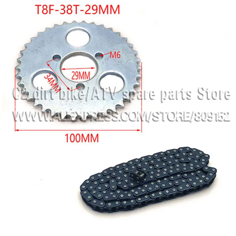 47cc 49cc T8F chain 136 Links and 38 54 74 teeth Chain plate sprocket for mini moto atv quad 2 stroke engine parts accessories