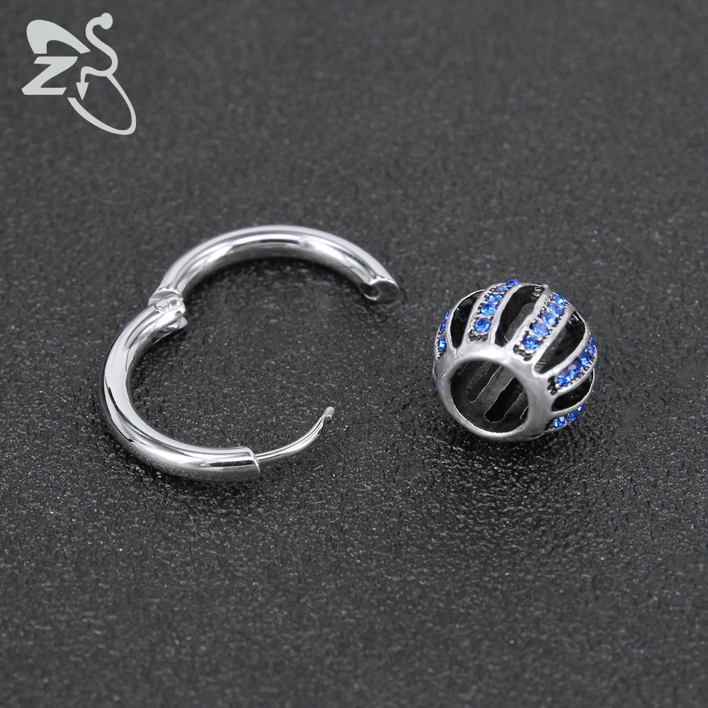 ZS Punk Style 316L Stainless Steel Hoop Earrings Snake Moon Hip Hop Round Earring for Men Rock Roll Jewelry Male Biker Earring image 3
