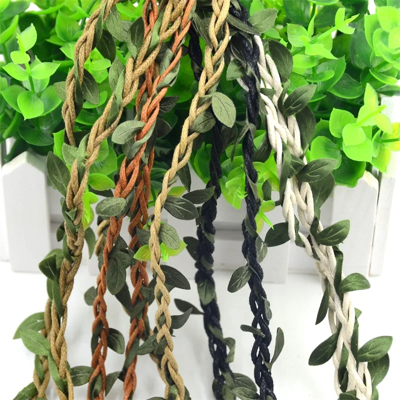 10m Vine Leaves Artificial Green Flower Rattan For  Wedding Party Decoration Foliage DIY Home Garland Headband Hair Accessories