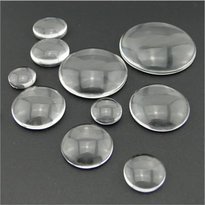 1Packs 6 8 10 12 16 20 25 60mm Round Clear Glass Cabochon Flat Back Transparent Magnifying Glass Cabochon For DIY Jewelry Making