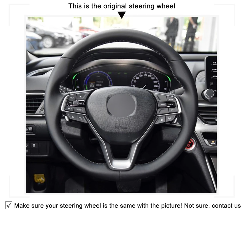 Yuji-Hong Artificial Leather Car Steering Wheel Covers Case for HONDA Accord 10 2018 2019 Black Micro-fiber Leather Cover