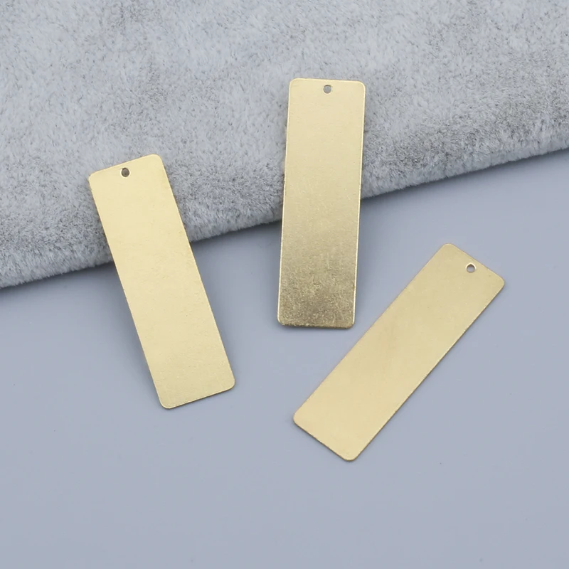 1Pack 11x36mm 12x40mm Raw Brass Blank Rectangle Hanging Tags Charms Pendant For Diy Stamping Jewelry Findings Wedding Gift Tags