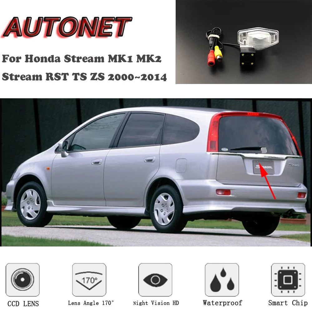 AUTONET HD Night Vision Backup Rear View camera For Honda Stream MK1 MK2 Stream RST TS ZS 2000~2014 CCD/license plate Camera