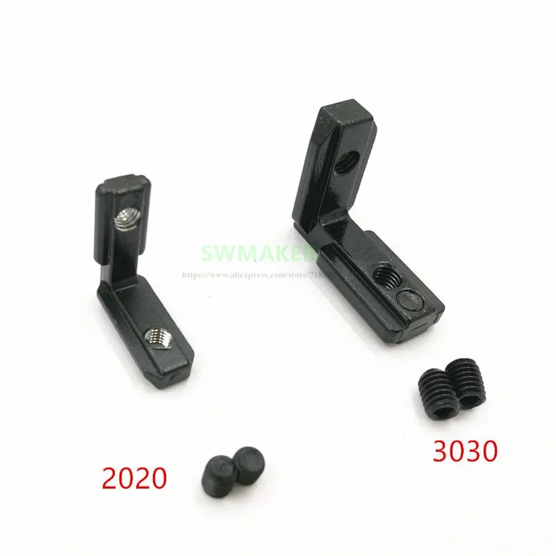 1pcs T Slot L Type 90 Degree 2020 EU Aluminum Profile Inside Corner Black Connector Bracket With Screw for CNC 3D printer