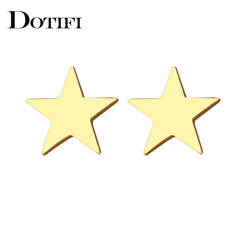 DOTIFI Stainless Steel Stud Earring For Women Man Pentagram Gold Color Lover's Engagement Jewelry Drop Shipping