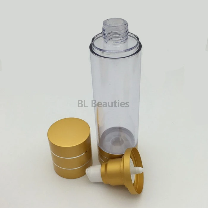 300pcs/lot 15ml 30ml 50ml 100ml Clear Airless Bottle AS Vacuum Pump Bottles Gold Lotion Bottles Used For Cosmetic Containers