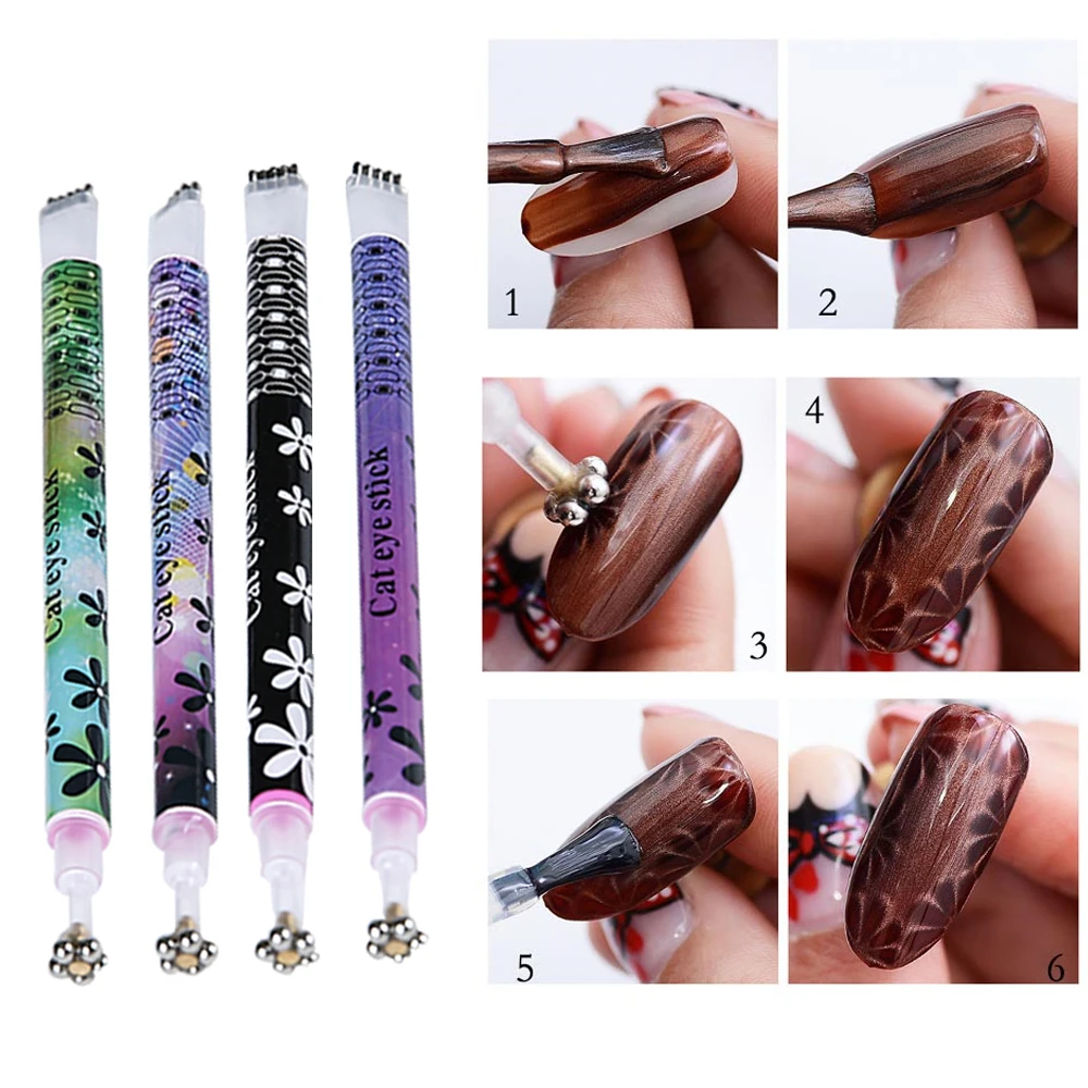 Flower Nail Art Magnet Pen for DIY Magic 3D Magnetic Cats Eyes UV Gel Polish Brush Acrylic Tool 4 colors For Choose