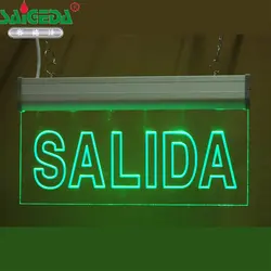 Personalize o teste padrão o comprador fornece o texto saída de acrílico cinzelando lâmpada led placa indicação de emergência de incêndio seta sinal de evacuação tag