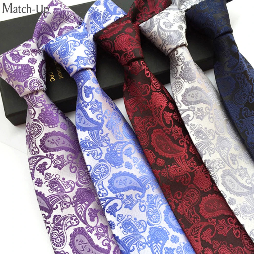 Match-Up new Polyester cashew flower paisley pattern classic 18 colors Men's tie 12