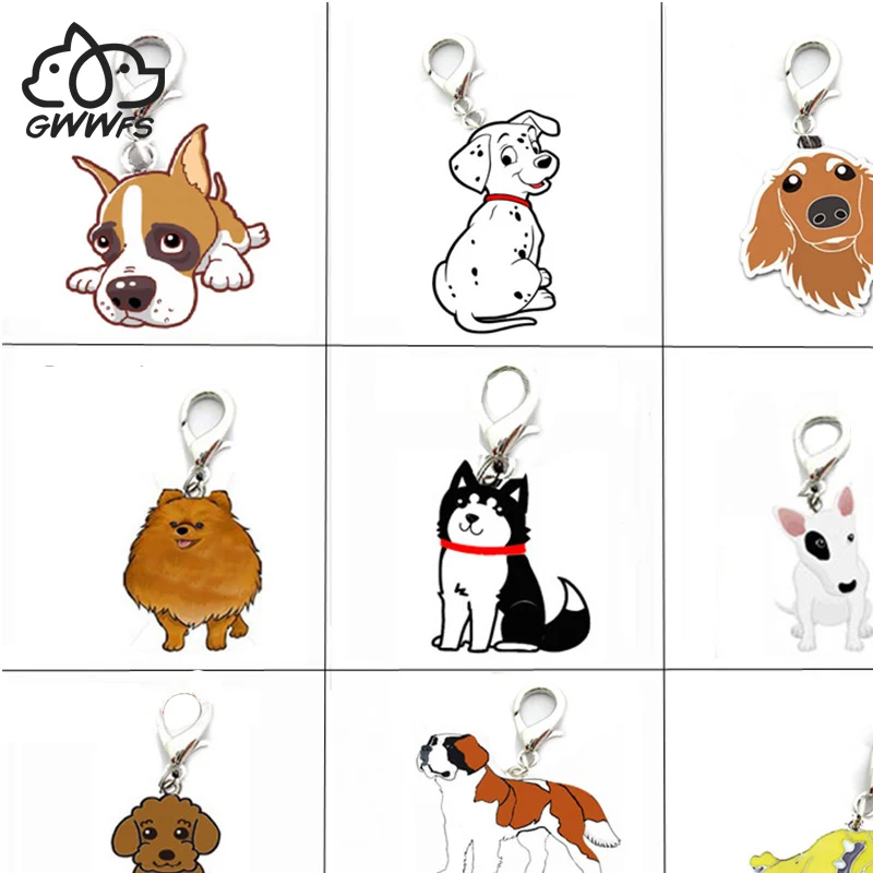 5PCS/LOT Pet Dogs Pendant Charms Poodle Bulldog Husky Chihuahua Bag Charms for Jewelry Making Supplies for Jewelry