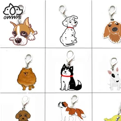 5PCS/LOT Pet Dogs Pendant Charms Poodle Bulldog Husky Chihuahua Bag Charms for Jewelry Making Supplies for Jewelry