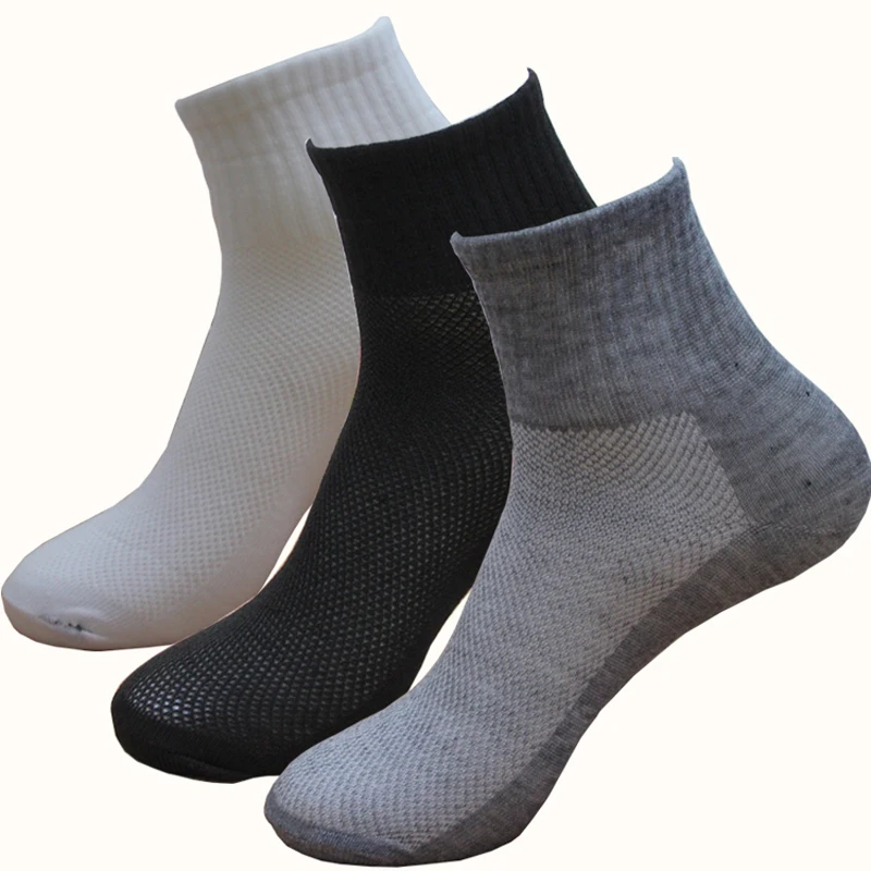 Calcetines de algodón y poliéster para hombre, calcetín de malla de buena calidad, para verano y otoño, 10 par/lote, gran oferta