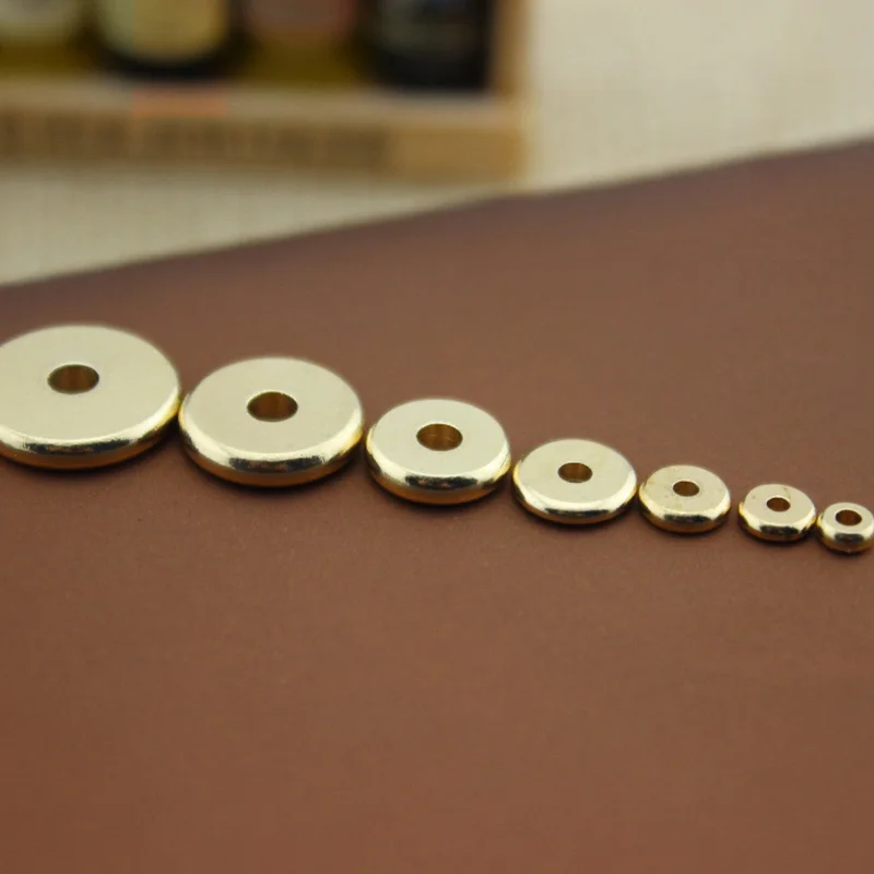 50pcs Original Brass Round Flat Copper Spacer Beads 4/5/6/8/10/12/14mm Fit Bracelet Necklace Spacer Ring DIY Jewelry Findings