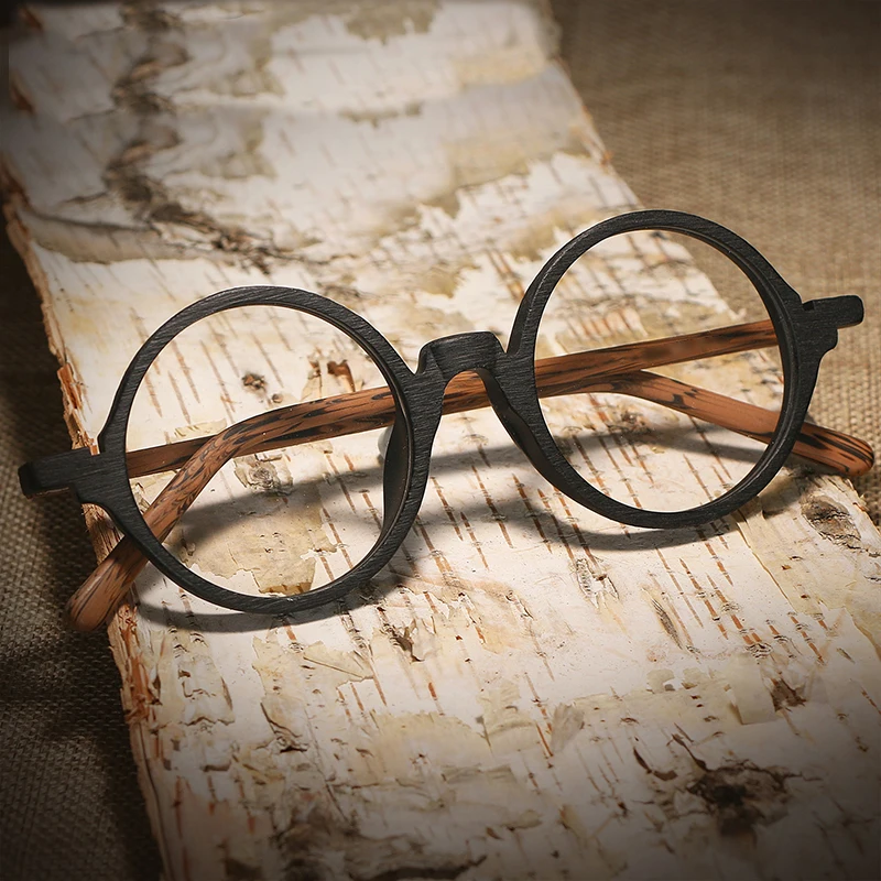 Men Women Glasses Myopia Wooden Frame with Clear Lenses Brand Design Eyeglass