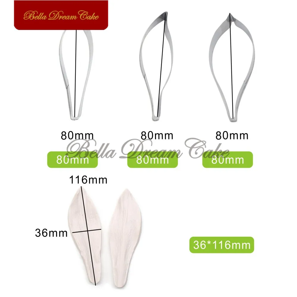 5pcs/set Amaryllis Petal Veiner Silicone Molds Stainless Steel Cutter Mold DIY Fondant Cake Decorating Tool Bakeware
